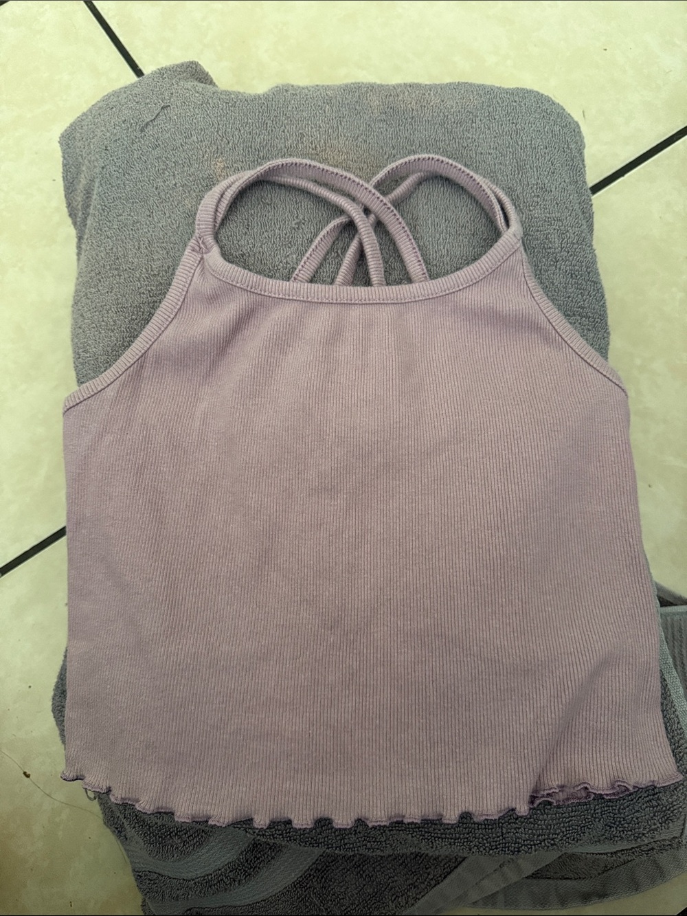 art class Lilac Ribbed Tank with Crisscross Straps